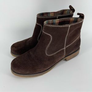 American Eagle Brown Suede Ankle Boots, Flannel Lined, Women’s 9